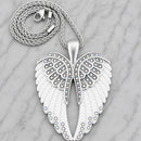 SANITY JEWELRY® Ladies Necklace 2mm 16" Angel Heart Wings Pendant - White W/Rainbow Stones - Classic - Rope Necklace or Omega - LAP38