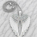 SANITY JEWELRY® Ladies Necklace 2mm 16" Angel Heart Wings Pendant - White W/Rainbow Stones - Custom - Rope Necklace - LAP37
