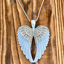 SANITY JEWELRY® Ladies Necklace 2mm 16" Angel Heart Wings Pendant - White W/Rainbow Stones Wings - Classic - Rope Necklace or Omega - LAP38