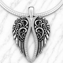 Sanity Jewelry Ladies Necklace 2mm 16” Rope Necklace Angel Heart Wings Pendant - Silver Bling W/White Stones - Classic - Rope Necklace or Omega - LAP035