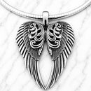 Sanity Jewelry Ladies Necklace 2mm 16” Rope Necklace Angel Heart Wings Pendant - Silver Scrollwork - Classic - Rope Necklace or Omega - LAP026