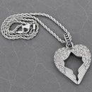 Sanity Jewelry Ladies Necklace 2mm 16” Rope Necklace Angel Heart Wings Pendant - Silver W/White Stone - Rope Necklace or Omega - LAP030