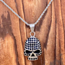Sanity Jewelry Ladies Necklace 2mm 16” Rope Necklace Bling Skull Pendant - Black Stone Pendant - Rope Necklace or Omega - SK2594