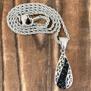 Sanity Jewelry Ladies Necklace 2mm 16” Rope Necklace Crystal Teardrop - Black - Mini Pendant - Rope Necklace - AJ04M