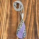 Sanity Jewelry Ladies Necklace 2mm 16” Rope Necklace Crystal Teardrop - Purple - Pendant - Rope Necklace or Omega - AJ06