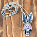 Sanity Jewelry Ladies Necklace 2mm 16” Rope Necklace Playboy Bunny - Pink Crystal Pendant - Rope Necklace or Omega - PEN291