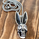 Sanity Jewelry Ladies Necklace 2mm 16” Rope Necklace Playboy Bunny - White Crystal Pendant - Rope Necklace or Omega - PEN290