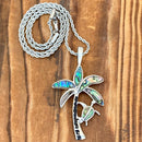 Sanity Jewelry Ladies Necklace 2mm 16” Rope Necklace Sea Shell - Coconut Palm Tree W/ Sea Turtle Pendant - Rope Necklace - SK2571