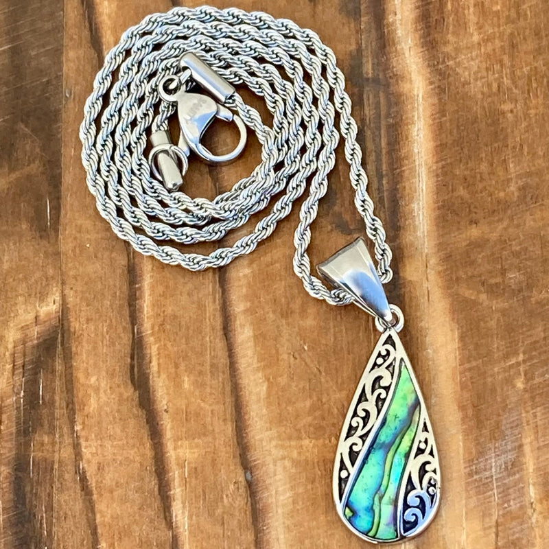 Sanity Jewelry Ladies Necklace 2mm 16” Rope Necklace Sea Shell - Tear Drop Mini Pendant - Rope Necklace - SK2520M