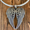 Sanity Jewelry Ladies Necklace 2mm 18” Rope Necklace Angel Heart Wings Pendant - Silver Wings - Classic - Rope Necklace or Omega - LAP026