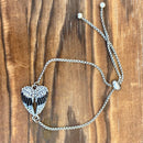 Sanity Jewelry Ladies Necklace Angel Heart Wing - Bracelet - Black w/White Stone - SK2537B
