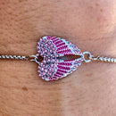 Sanity Jewelry Ladies Necklace Angel Heart Wing - Bracelet - Pink Stone - SK2538B