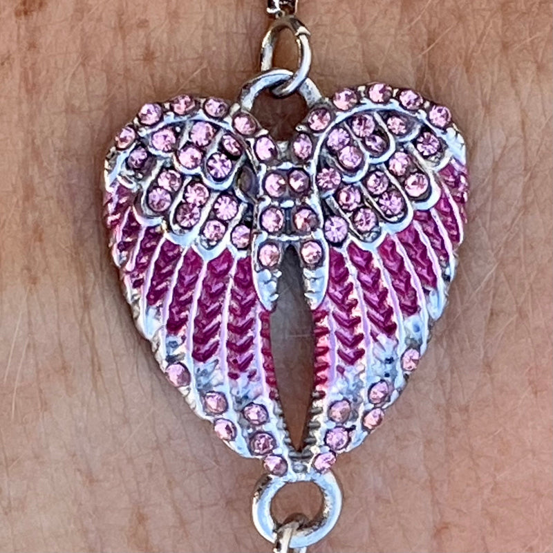 Sanity Jewelry Ladies Necklace Angel Heart Wing - Bracelet - Pink Stone - SK2538B