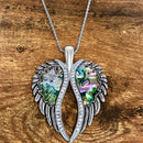 SANITY JEWELRY® Ladies Necklace Angel Heart Wing Pendant - Sea Shell W/White Stones - Classic - Rope Necklace - LAP42