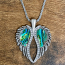 SANITY JEWELRY® Ladies Necklace Angel Heart Wing Pendant - Sea Shell W/White Stones - Custom - Rope Necklace - LAP41