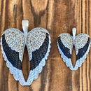 SANITY JEWELRY® Ladies Necklace Angel Heart Wings Pendant - Black W/White Stones Wings - Classic - Rope Necklace or Omega - LAP39