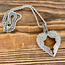 Sanity Jewelry Ladies Necklace Angel Heart Wings Pendant - Bling Wings Rainbow Stone- Rope Necklace or Omega - LAP027