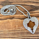 Sanity Jewelry Ladies Necklace Angel Heart Wings Pendant - Bling Wings White Stone- Rope Necklace or Omega - LAP030
