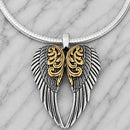 Sanity Jewelry Ladies Necklace Angel Heart Wings Pendant - Gold & Silver Scrollwork - Classic - Rope Necklace or Omega - LAP024