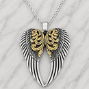 Sanity Jewelry Ladies Necklace Angel Heart Wings Pendant - Gold & Silver Scrollwork - Custom - Rope Necklace - LAP025