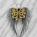 Sanity Jewelry Ladies Necklace Angel Heart Wings Pendant - Gold & Silver Scrollwork - Custom - Rope Necklace - LAP025