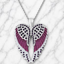 SANITY JEWELRY® Ladies Necklace Angel Heart Wings Pendant - Purple W/Purple Stones - Classic - Rope Necklace or Omega - SK2617C