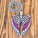 SANITY JEWELRY® Ladies Necklace Angel Heart Wings Pendant - Purple W/Purple Stones - Custom - Rope Necklace - SK2618C