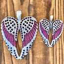 SANITY JEWELRY® Ladies Necklace Angel Heart Wings Pendant - Purple W/Purple Stones - Custom - Rope Necklace - SK2618C