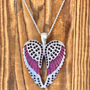 SANITY JEWELRY® Ladies Necklace Angel Heart Wings Pendant - Purple W/Purple Stones - Custom - Rope Necklace - SK2618C