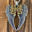 Sanity Jewelry Ladies Necklace Angel Heart Wings Pendant - Silver/Gold Wings - Custom - Rope Necklace or Omega - LAP025
