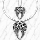 Sanity Jewelry Ladies Necklace Angel Heart Wings Pendant - Silver Scrollwork - Classic - Rope Necklace or Omega - LAP026