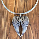 Sanity Jewelry Ladies Necklace Angel Heart Wings Pendant - Silver Wings - Classic - Rope Necklace or Omega - LAP026