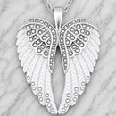 SANITY JEWELRY® Ladies Necklace Angel Heart Wings Pendant - White W/Rainbow Stones - Classic - Rope Necklace or Omega - LAP38