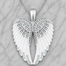 SANITY JEWELRY® Ladies Necklace Angel Heart Wings Pendant - White W/Rainbow Stones - Classic - Rope Necklace or Omega - LAP38