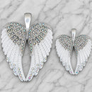SANITY JEWELRY® Ladies Necklace Angel Heart Wings Pendant - White W/Rainbow Stones - Custom - Rope Necklace - LAP37