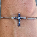 Sanity Jewelry Ladies Necklace Bling Cross - Black Stone - Bracelet - 2605B