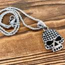 Sanity Jewelry Ladies Necklace Bling Skull Pendant - Black Stone Pendant - Rope Necklace or Omega - SK2594