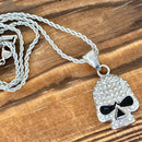 Sanity Jewelry Ladies Necklace Bling Skull Pendant - White Stone Pendant - Rope Necklace or Omega - SK2595