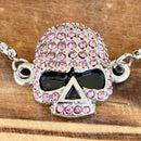 Sanity Jewelry Ladies Necklace Bling Skull - Pink Stone - Bracelet - 2596B