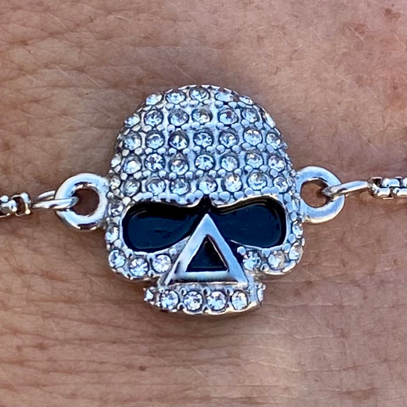 Sanity Jewelry Ladies Necklace Bling Skull - White Stone - Bracelet - 2595B