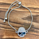 Sanity Jewelry Ladies Necklace Bling Skull - White Stone - Bracelet - 2595B