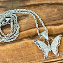 Sanity Jewelry Ladies Necklace Crystal Butterfly Mini Pendant - Rope Necklace or Omega - SK2581M