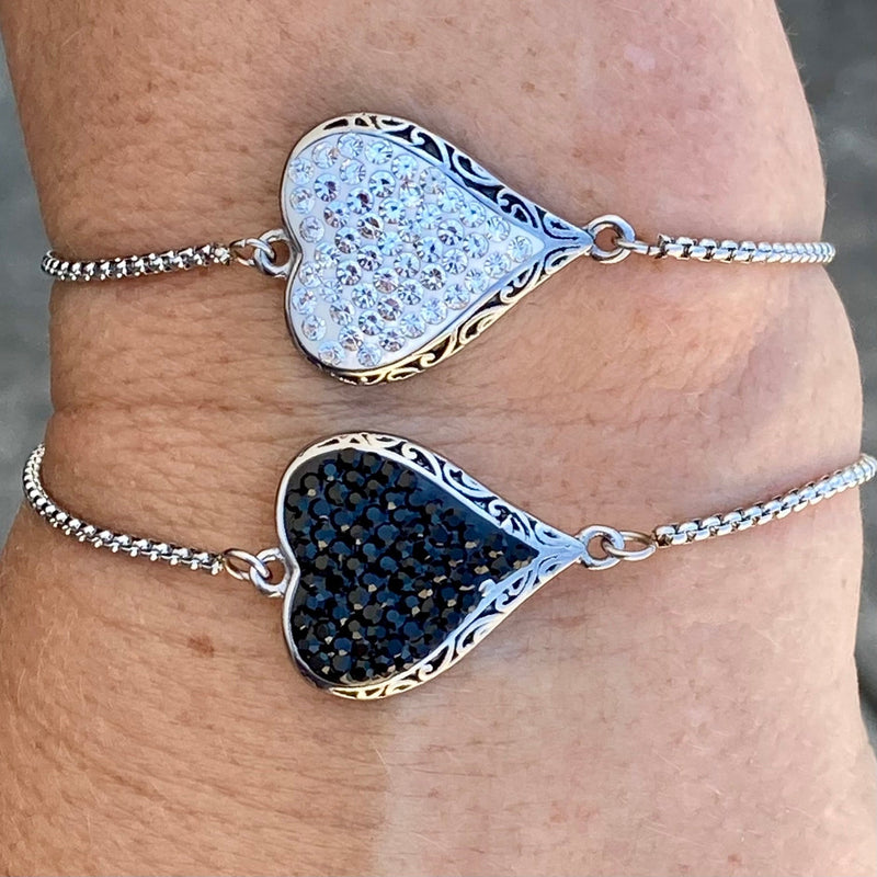 Sanity Jewelry Ladies Necklace Crystal Heart - Bracelet - Black - AJ02B