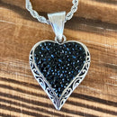Sanity Jewelry Ladies Necklace Crystal Heart Mini Pendant - Black - Rope Necklace - AJ02M