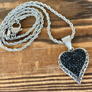 Sanity Jewelry Ladies Necklace Crystal Heart Mini Pendant - Black - Rope Necklace - AJ02M