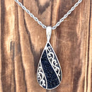 Sanity Jewelry Ladies Necklace Crystal Teardrop - Black - Pendant - Rope Necklace or Omega - AJ04