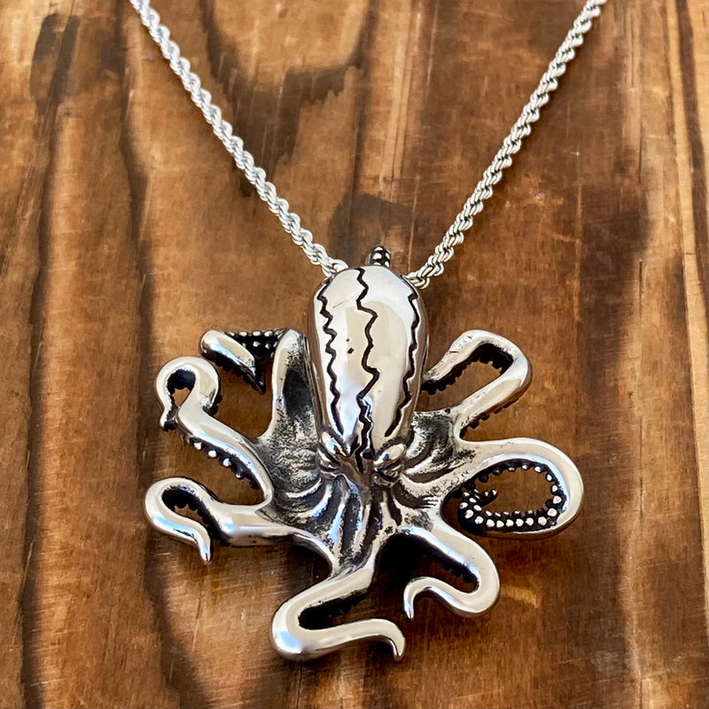 SANITY JEWELRY® Ladies Necklace Octopus - The Kraken -Pendant - Rope Necklace - Stainless Steel - PEN462
