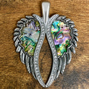 SANITY JEWELRY® Ladies Necklace Pendant Only Angel Heart Wing Pendant - Sea Shell W/White Stones - Classic - Rope Necklace - LAP42