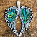 SANITY JEWELRY® Ladies Necklace Pendant Only Angel Heart Wing Pendant - Sea Shell W/White Stones - Custom - Rope Necklace - LAP41
