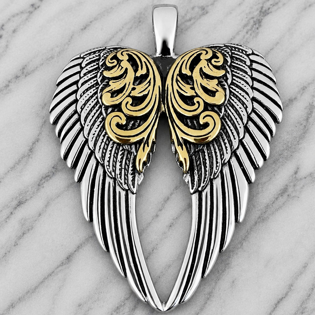 Ladies Necklace | Angel Heart - Gold/Silver Bling Wings | Sanity